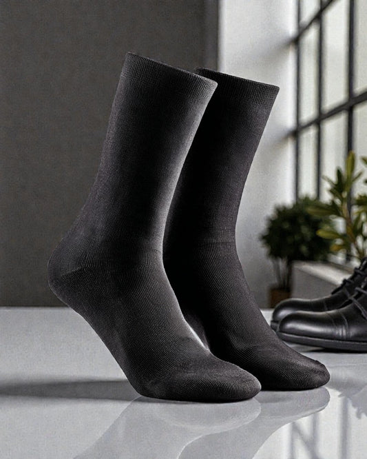 Soxven  Men's Premium Silver Ion Antibacterial Crew Socks - Odor-Free & Breathable for Singapore Business Wear